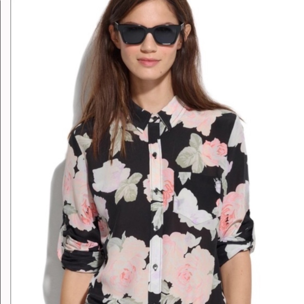 MADEWELL SILK ROSE PRINT BOYSHIRT Size Small
